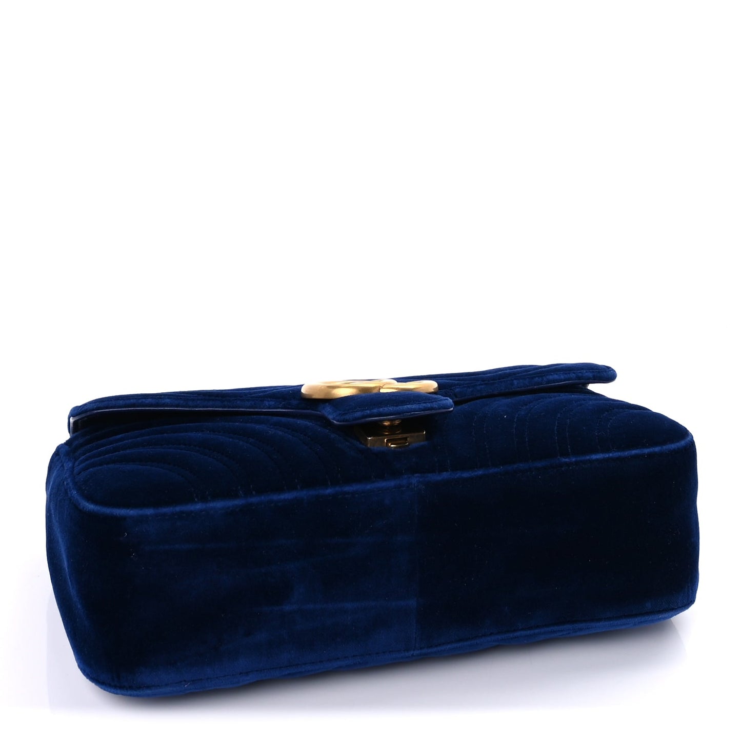 Gucci Velvet Matelasse Medium GG Marmont Shoulder Bag Cobalt Blue