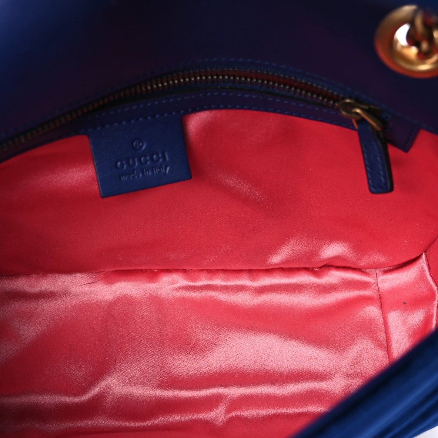 Gucci Velvet Matelasse Medium GG Marmont Shoulder Bag Cobalt Blue