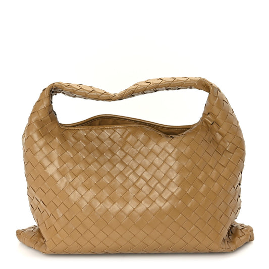 Bottega Veneta Calfskin Intrecciato Small Hop Dark Praline