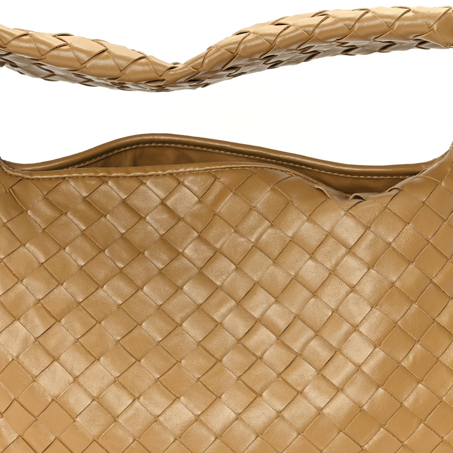 Bottega Veneta Calfskin Intrecciato Small Hop Dark Praline