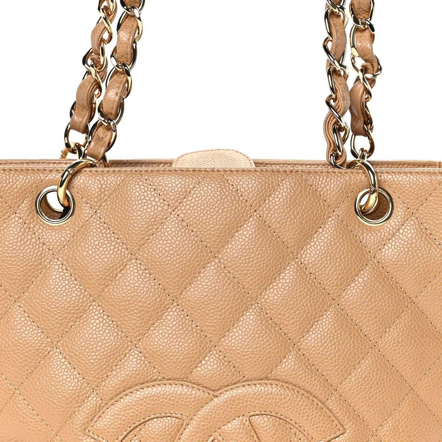 Chanel Caviar Quilted Petit Shopping Tote PST Dark Beige