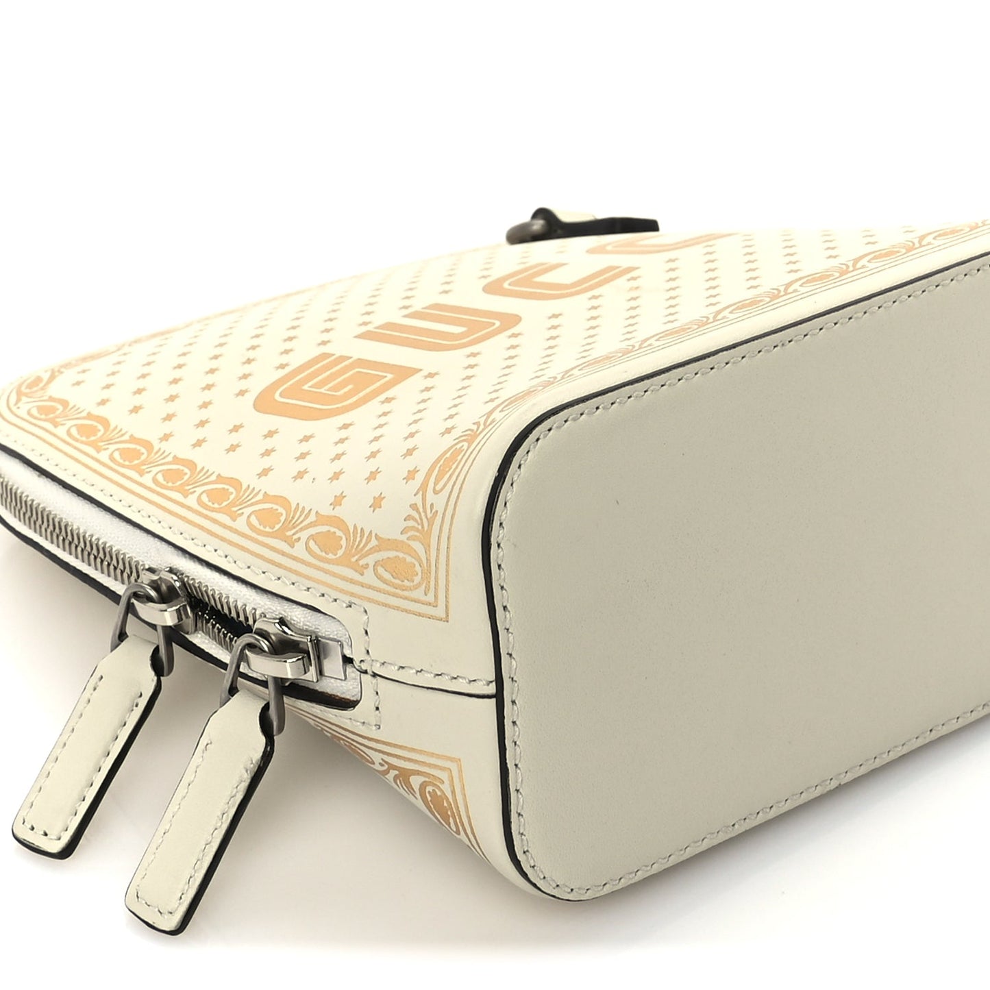 Gucci X SEGA Calfskin GUCCY Stars Mini Dome Shoulder Bag  Mystic White Gold