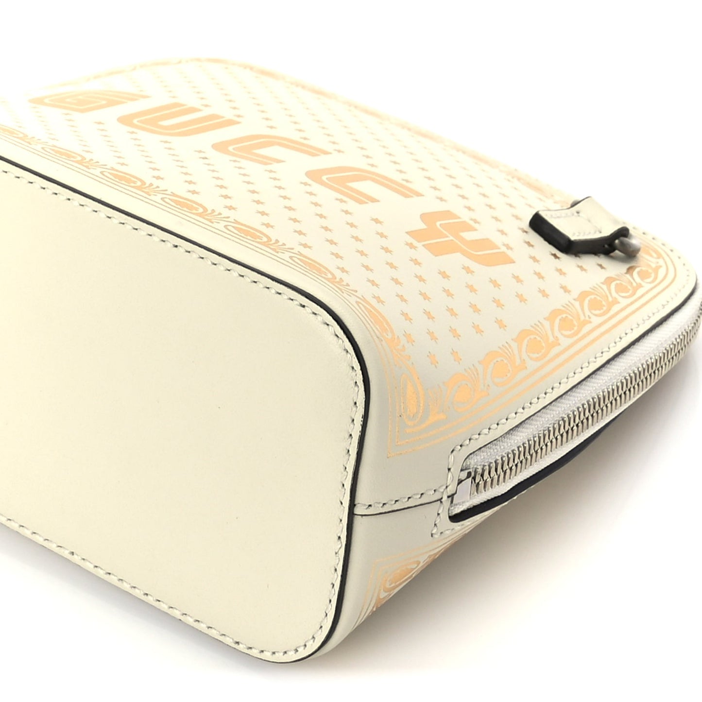 Gucci X SEGA Calfskin GUCCY Stars Mini Dome Shoulder Bag  Mystic White Gold