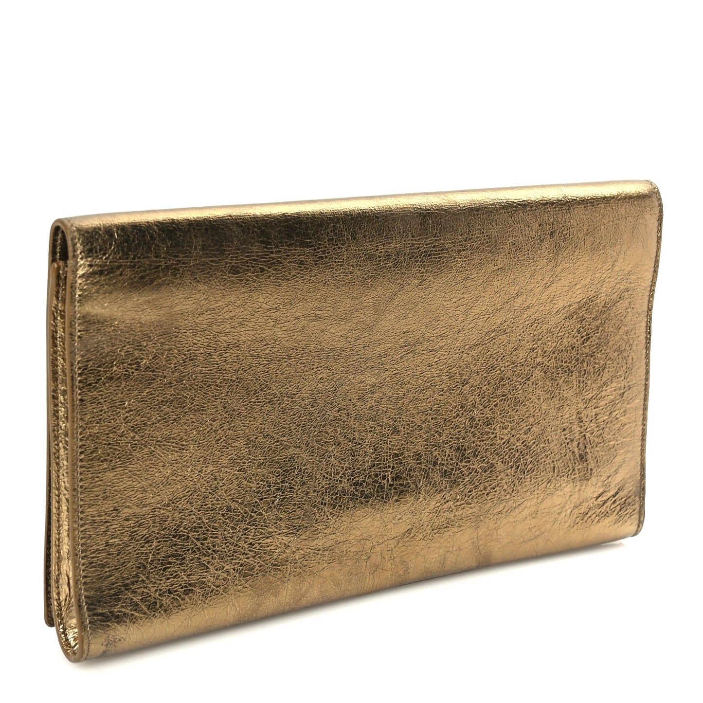 Saint Laurent Metallic Calfskin Monogram Large Belle De Jour Clutch Gold