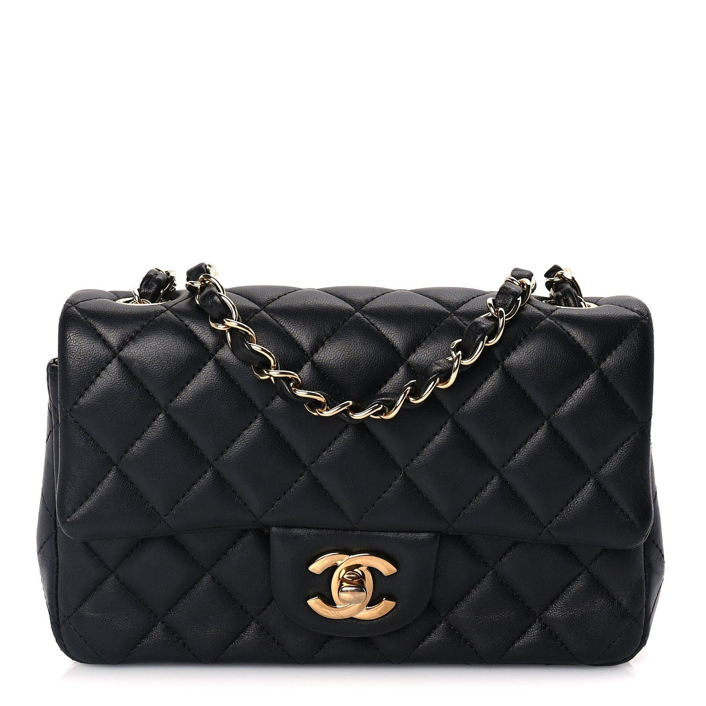 Chanel Lambskin Quilted Mini Rectangular Flap Black