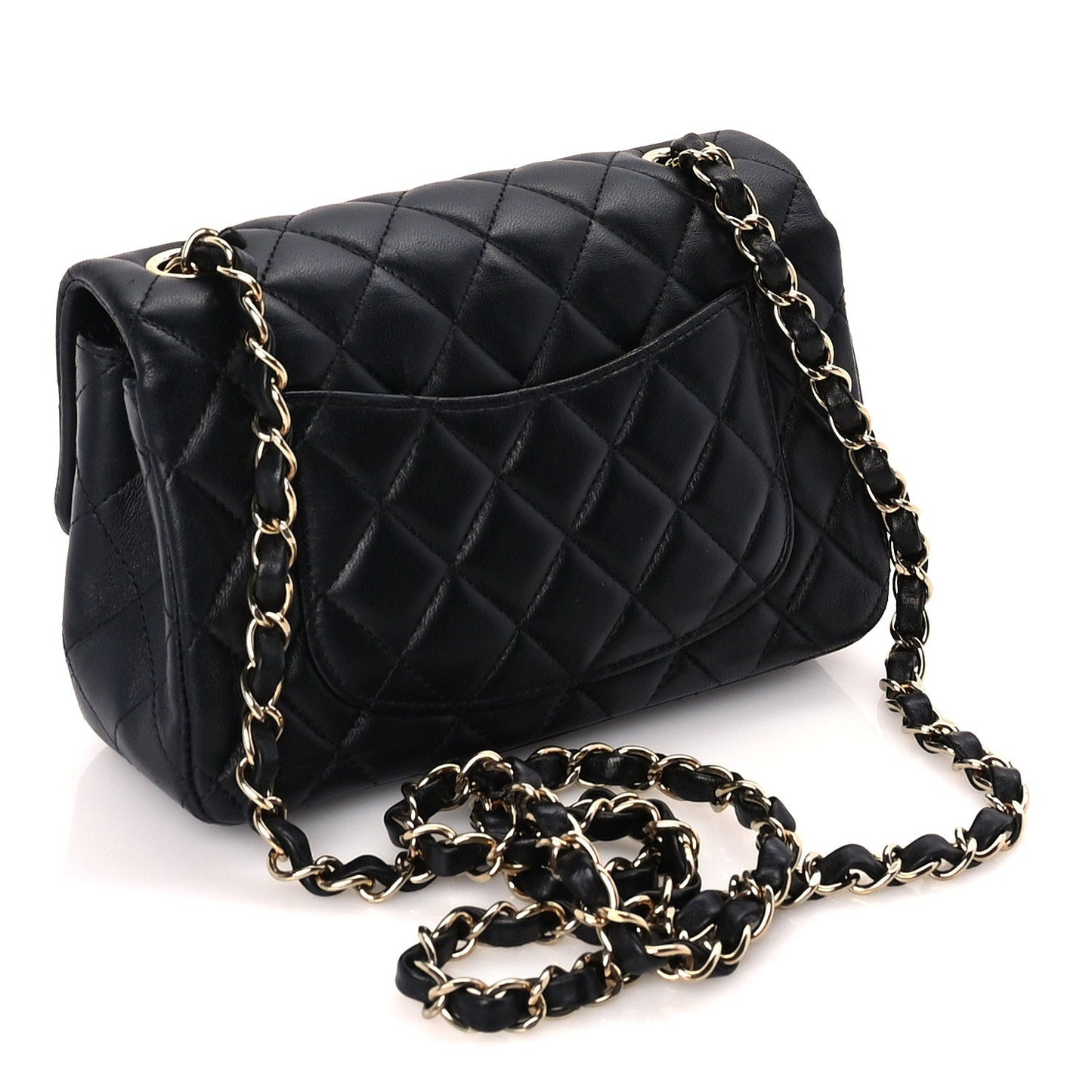 Chanel Lambskin Quilted Mini Rectangular Flap Black