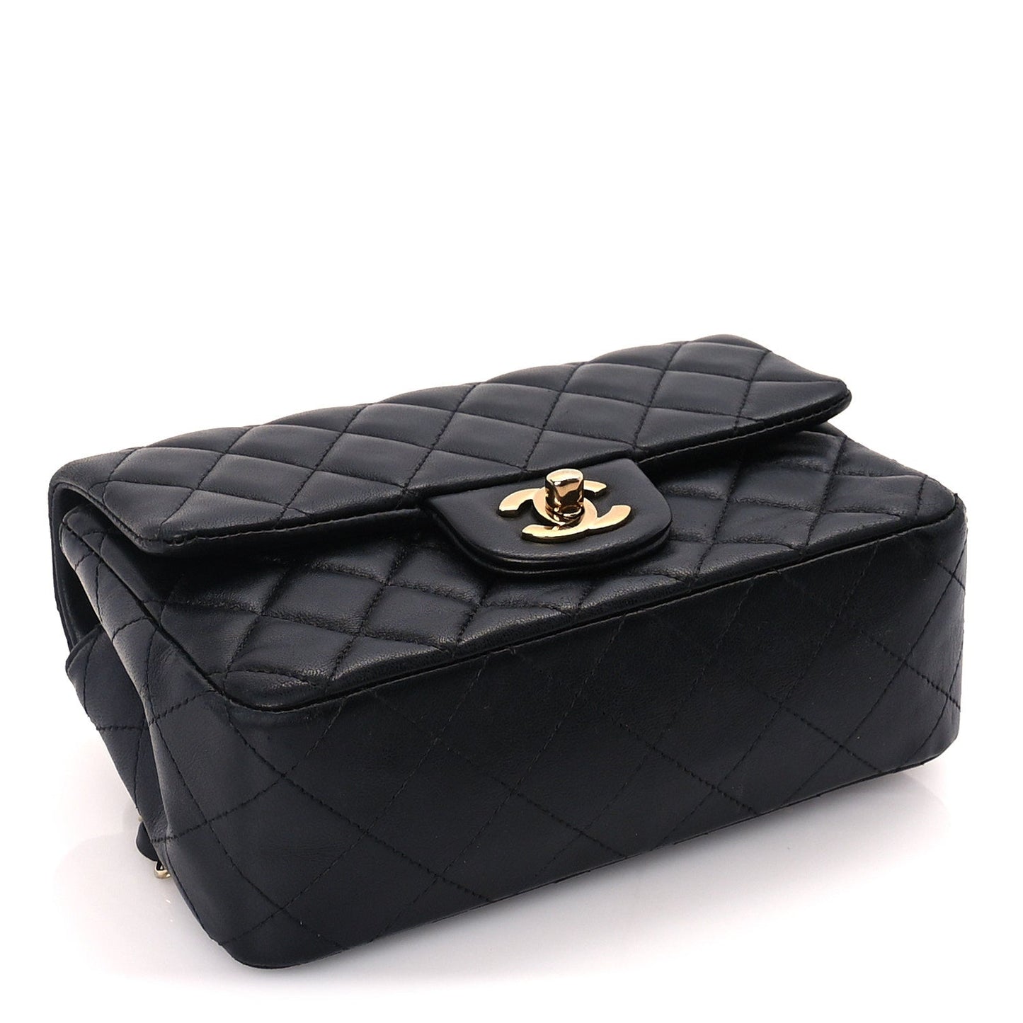 Chanel Lambskin Quilted Mini Rectangular Flap Black