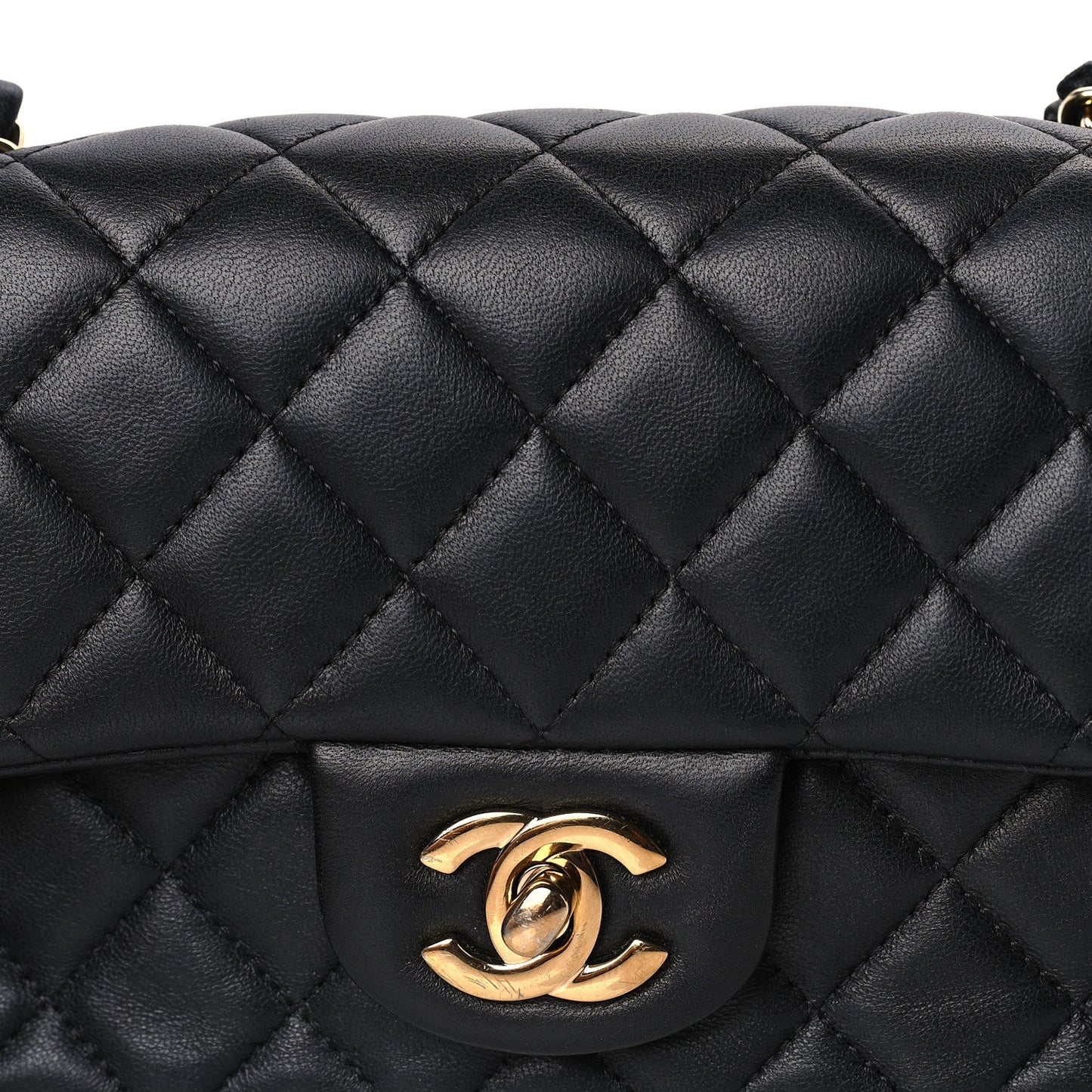 Chanel Lambskin Quilted Mini Rectangular Flap Black