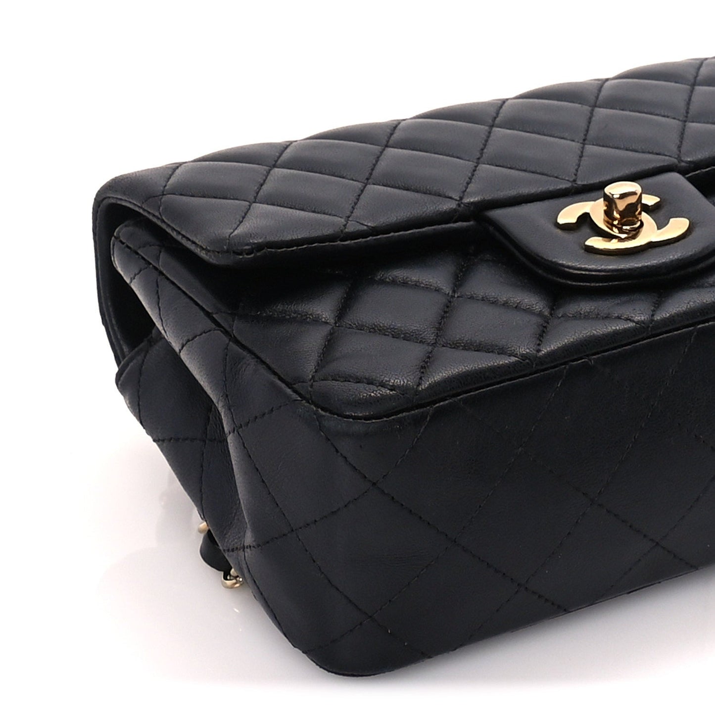 Chanel Lambskin Quilted Mini Rectangular Flap Black