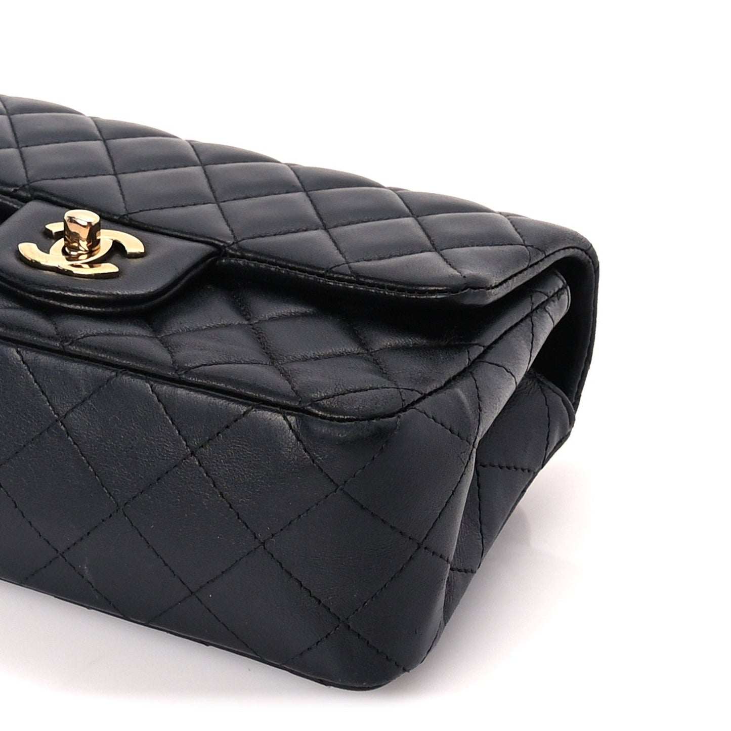 Chanel Lambskin Quilted Mini Rectangular Flap Black