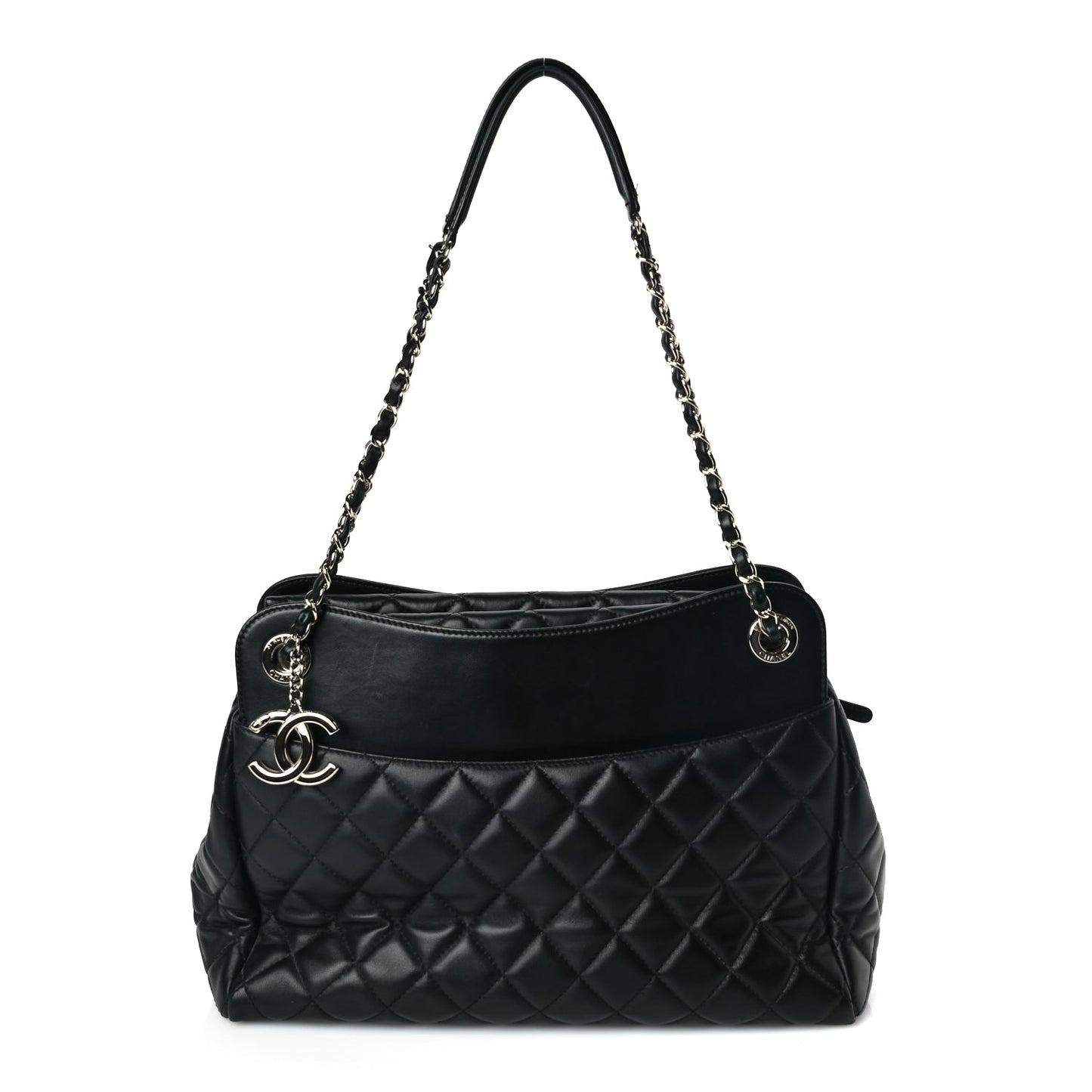 Chanel Lambskin Quilted Chanel 7 Tote Black