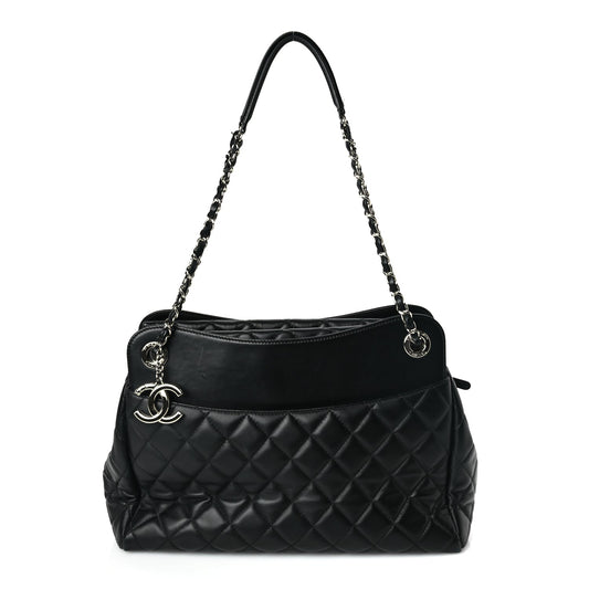 Chanel Lambskin Quilted Chanel 7 Tote Black