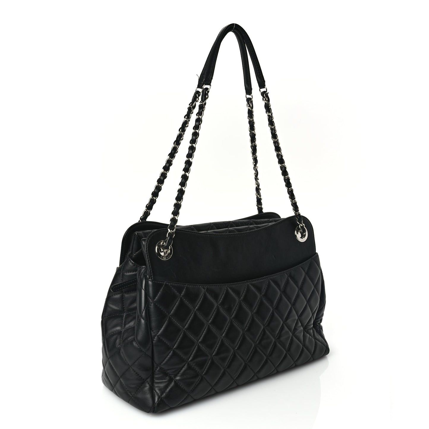 Chanel Lambskin Quilted Chanel 7 Tote Black