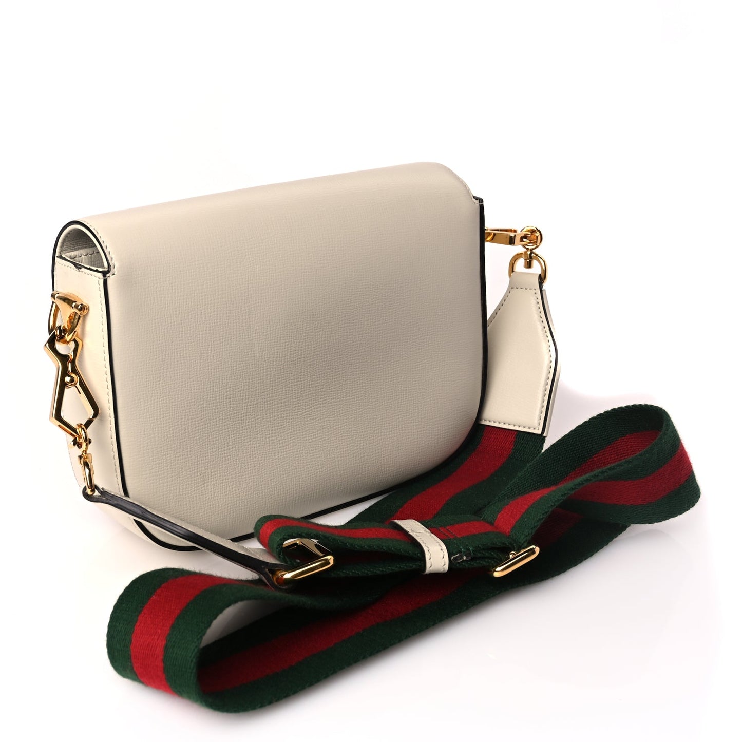 Gucci Azalea Calfskin Web Mini Horsebit 1955 Shoulder Bag Mystic White