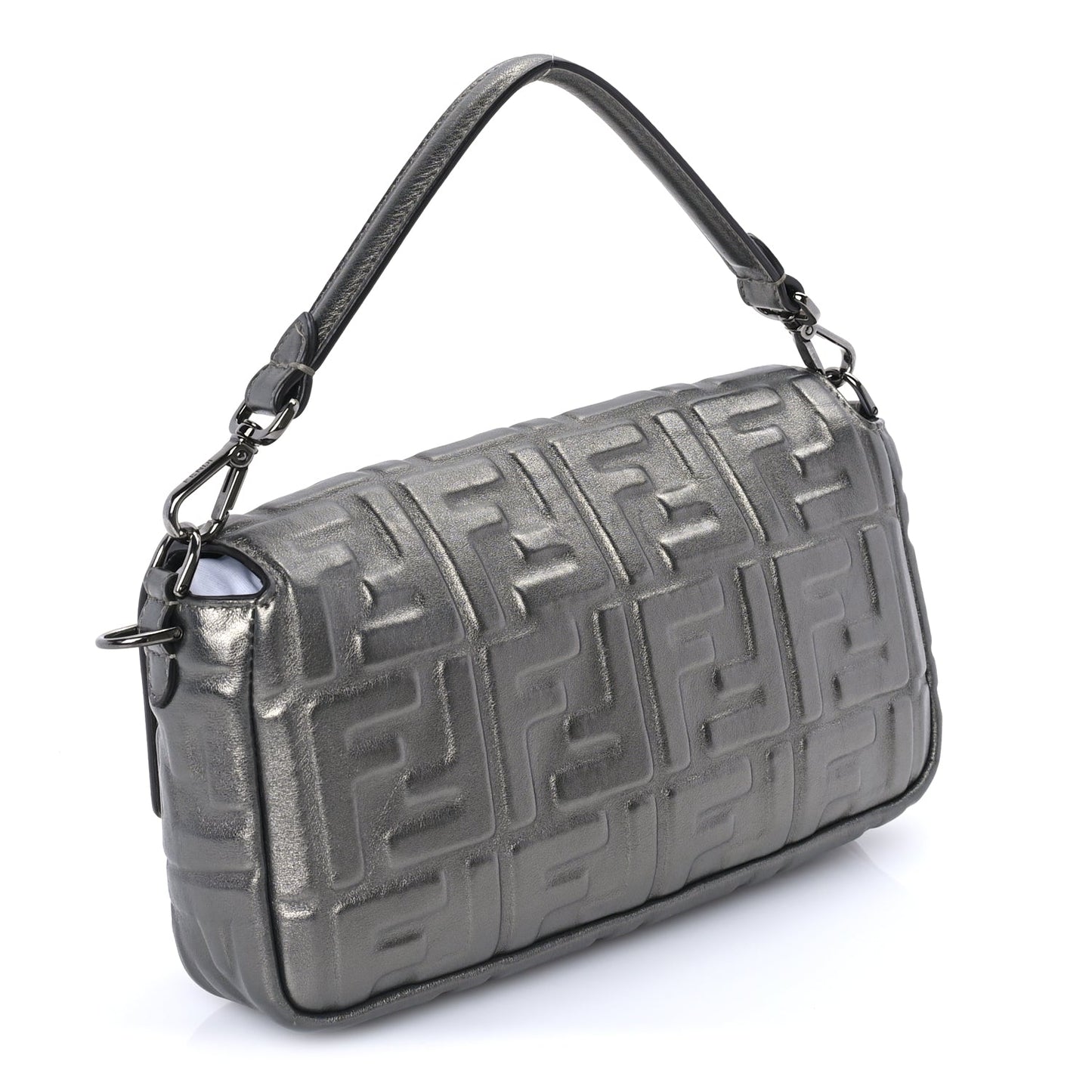 Fendi FENDI Nappa FF 1974 Embossed Baguette Black Black