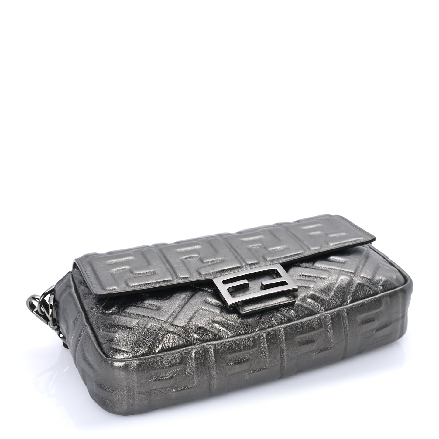 Fendi FENDI Nappa FF 1974 Embossed Baguette Black Black