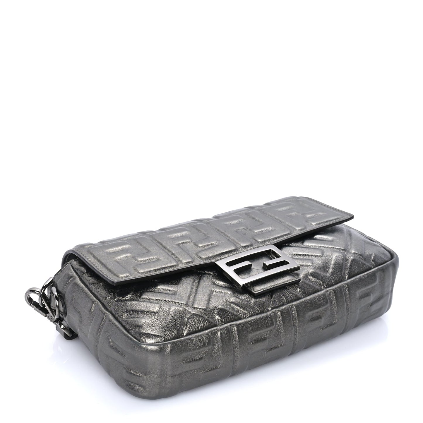 Fendi FENDI Nappa FF 1974 Embossed Baguette Black Black