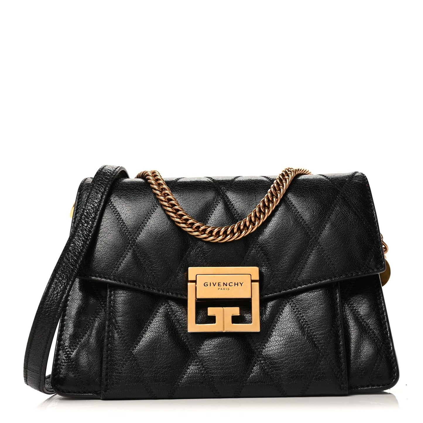 Givenchy Goatskin Quilted Small GV3 Shoulder Bag  Black