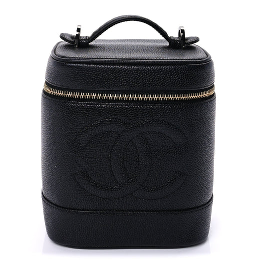 Chanel Caviar Vanity Cosmetic Case Black