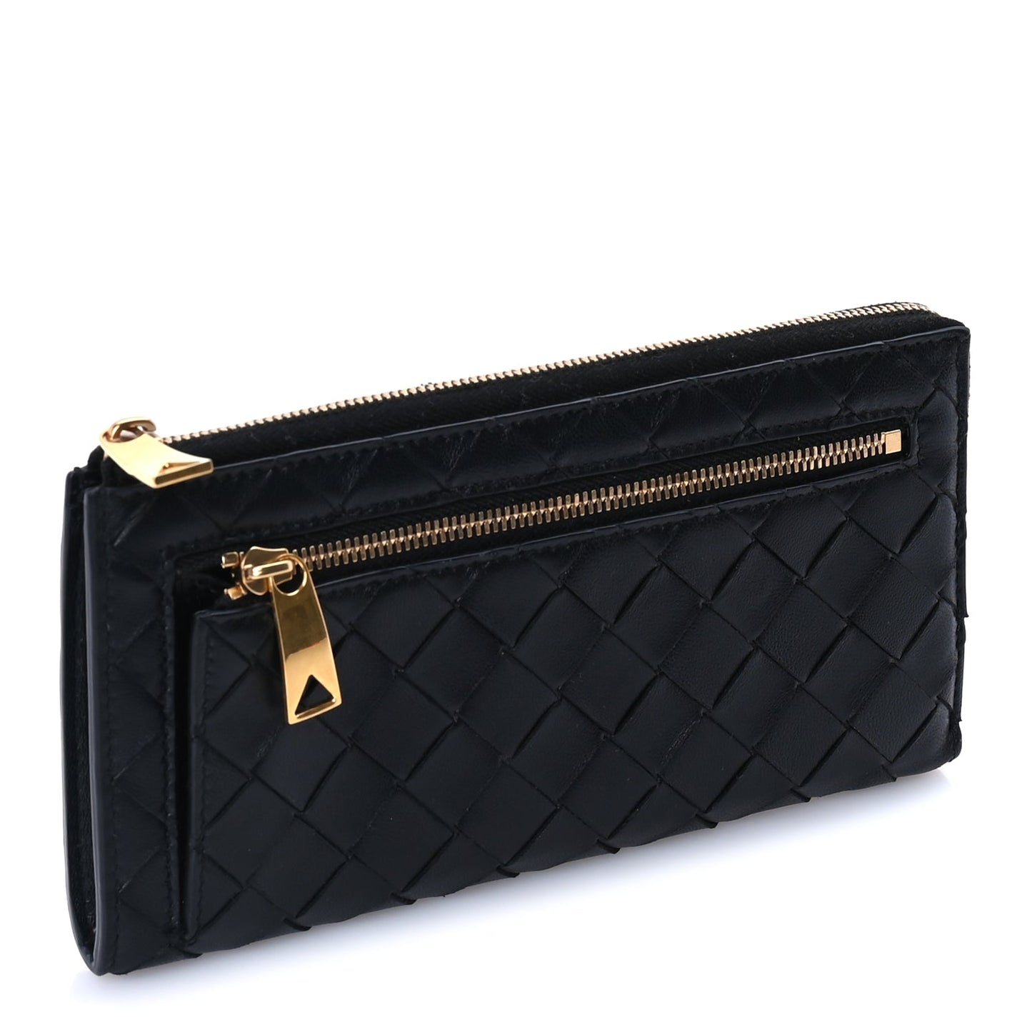 Bottega Veneta Nappa Intrecciato Zip Around Wallet Black