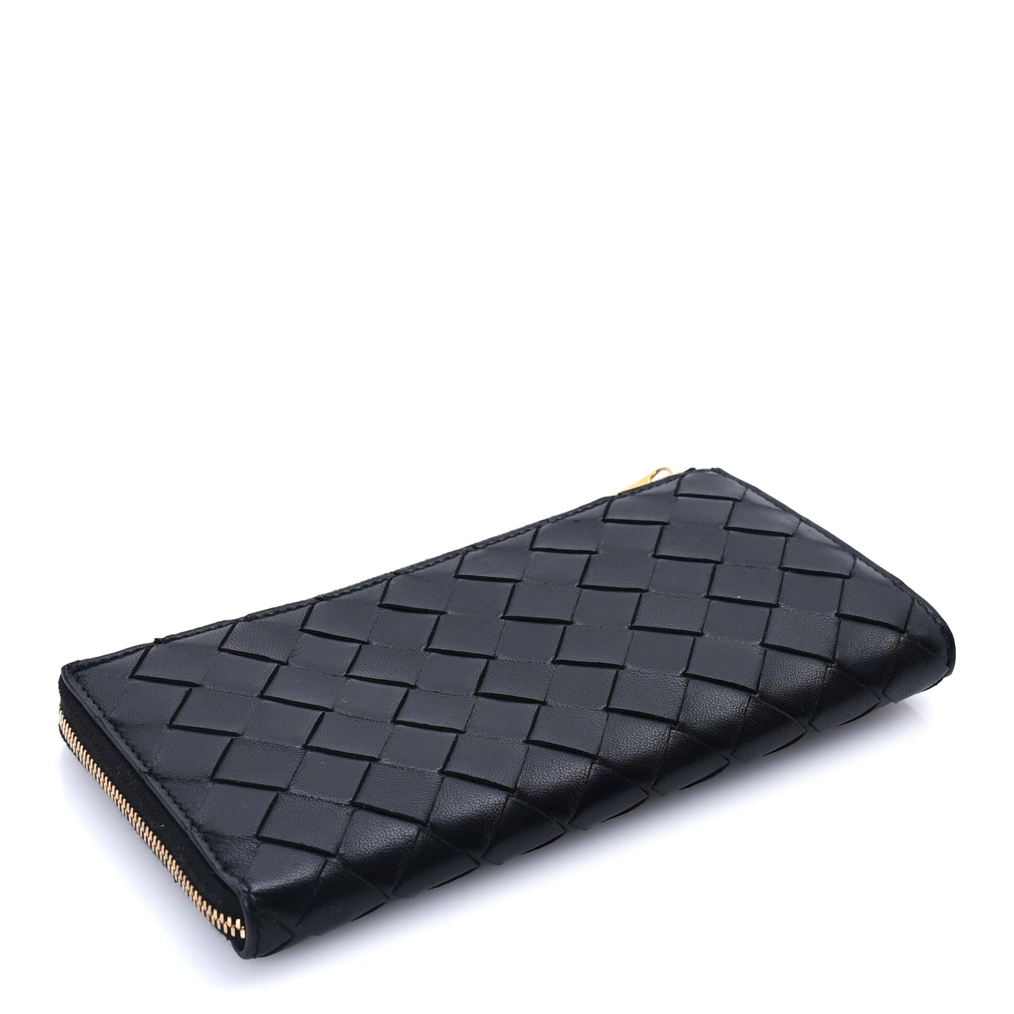 Bottega Veneta Nappa Intrecciato Zip Around Wallet Black