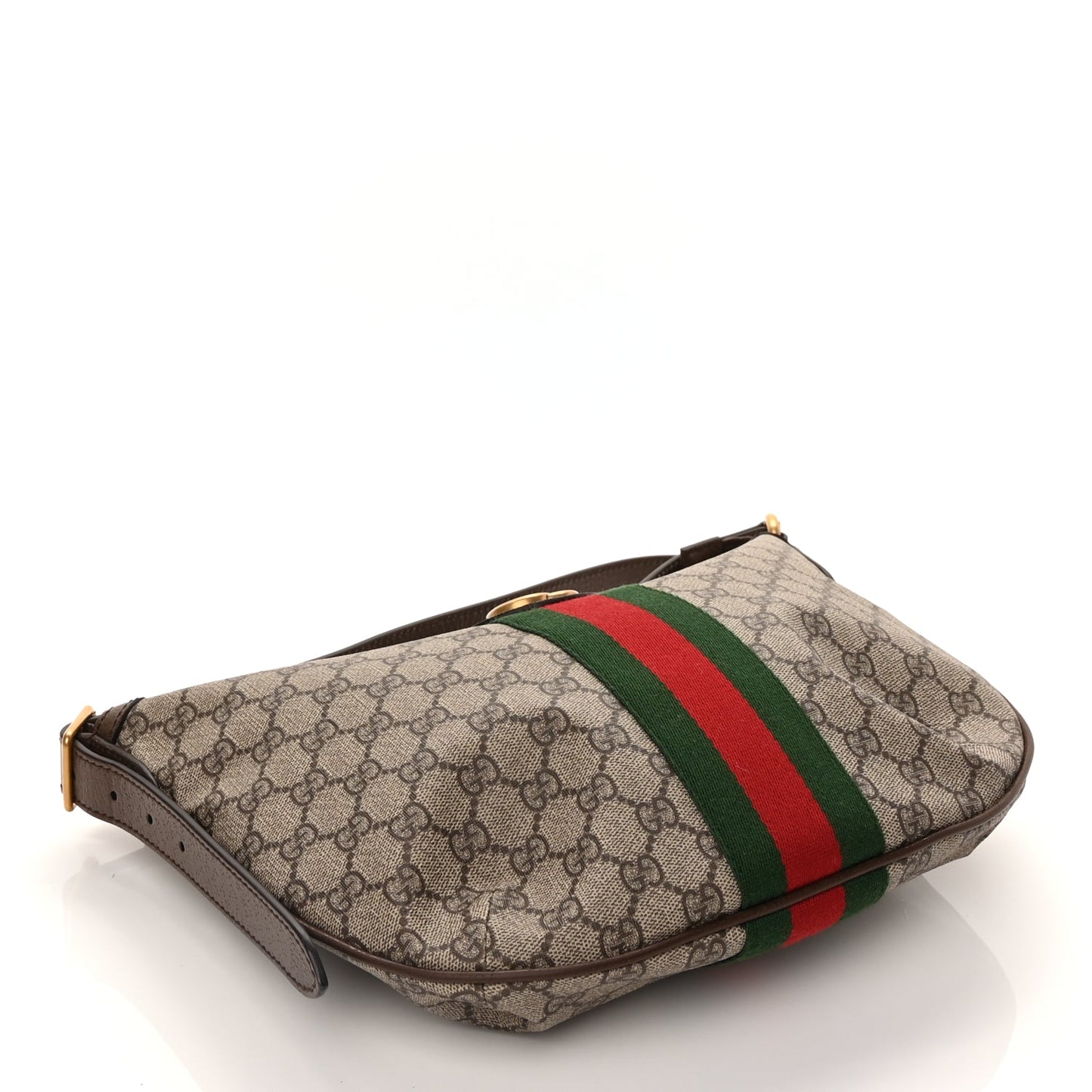 Gucci GG Supreme Monogram Web Small Ophidia Half Moon Hobo Brown