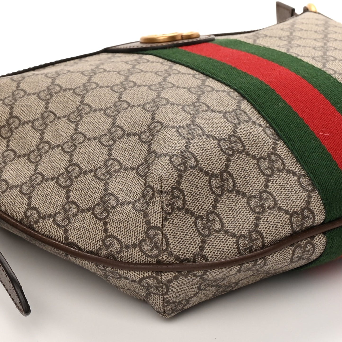 Gucci GG Supreme Monogram Web Small Ophidia Half Moon Hobo Brown