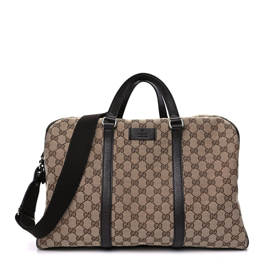 Gucci Gucci Monogram Dollar Calfskin Large Boston Duffle Bag  Beige Ebony Testa di Moro Marrone Scuro