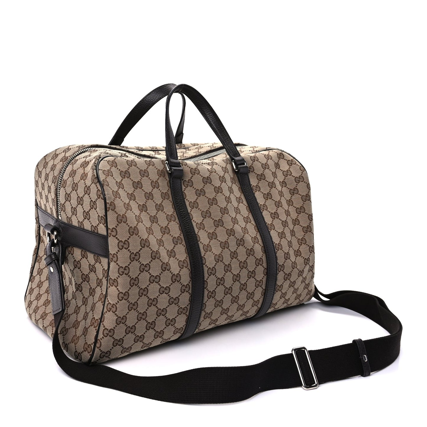 Gucci Gucci Monogram Dollar Calfskin Large Boston Duffle Bag  Beige Ebony Testa di Moro Marrone Scuro