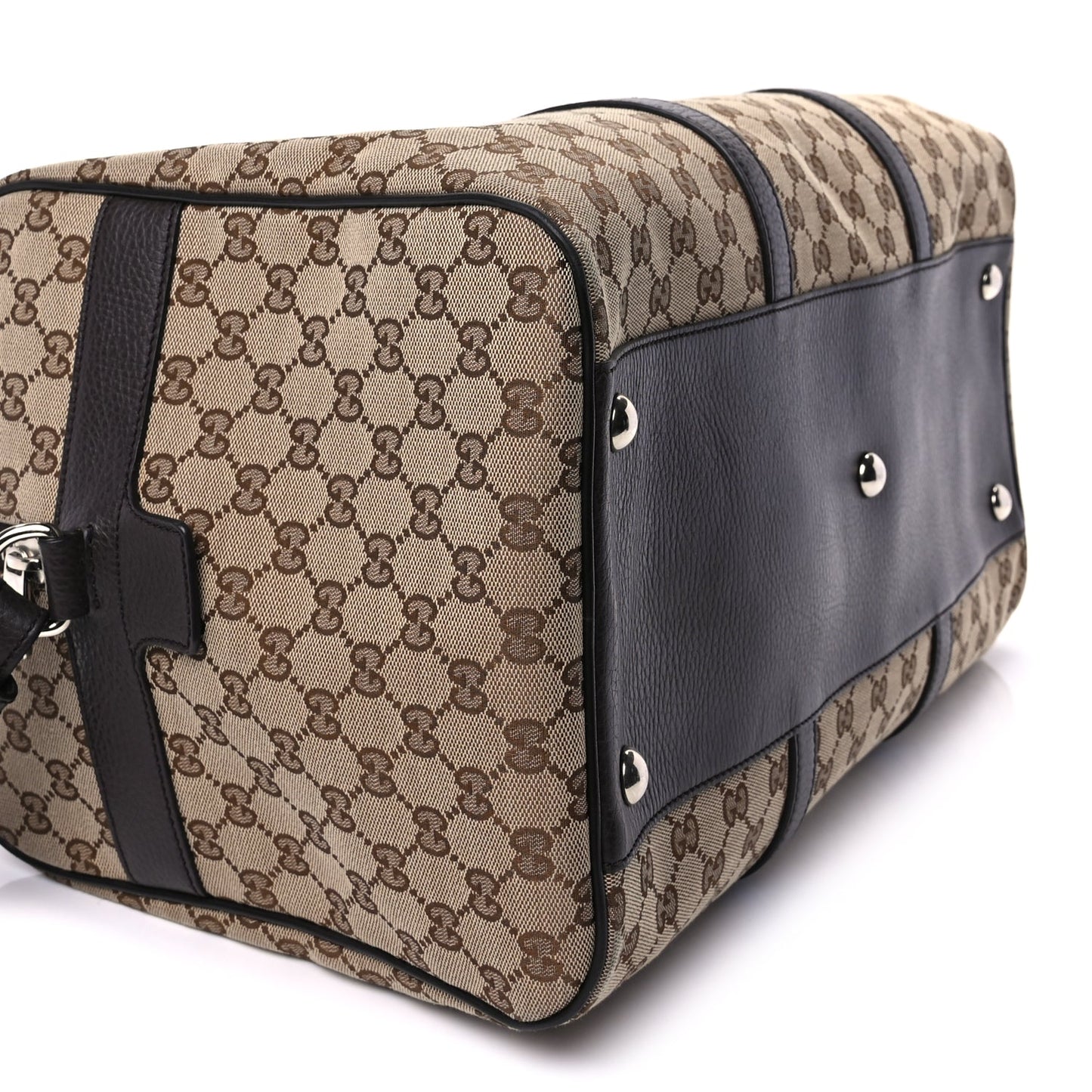 Gucci Gucci Monogram Dollar Calfskin Large Boston Duffle Bag  Beige Ebony Testa di Moro Marrone Scuro