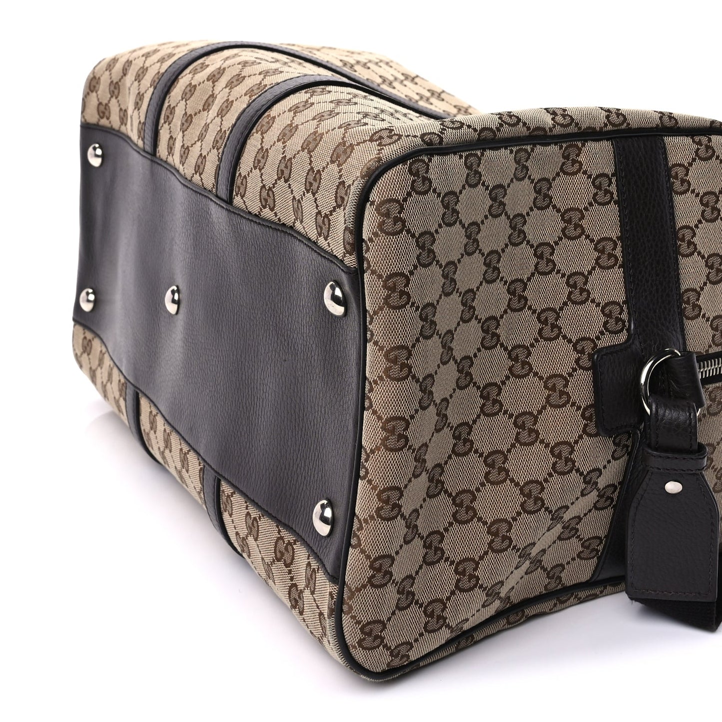 Gucci Gucci Monogram Dollar Calfskin Large Boston Duffle Bag  Beige Ebony Testa di Moro Marrone Scuro