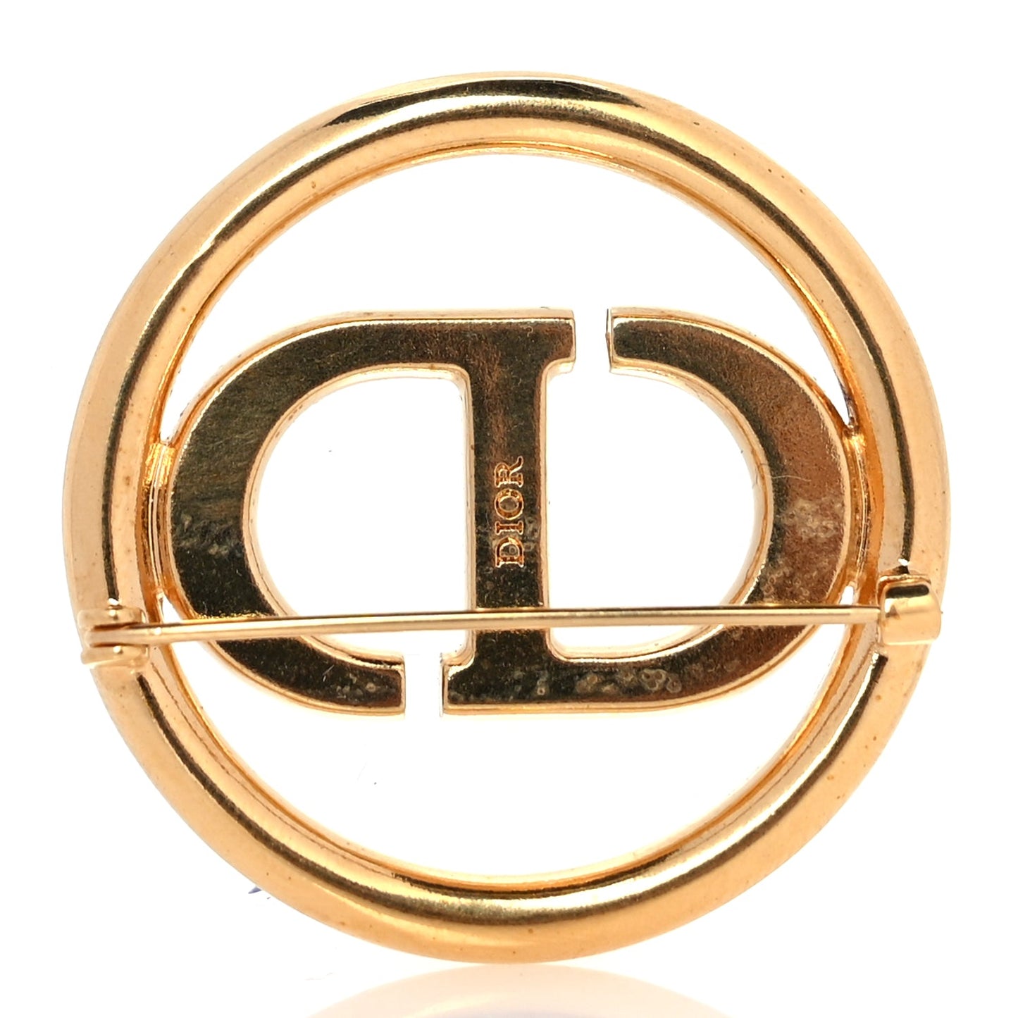 Christian Dior Metal Pearl 30 Montaigne Brooch Gold White