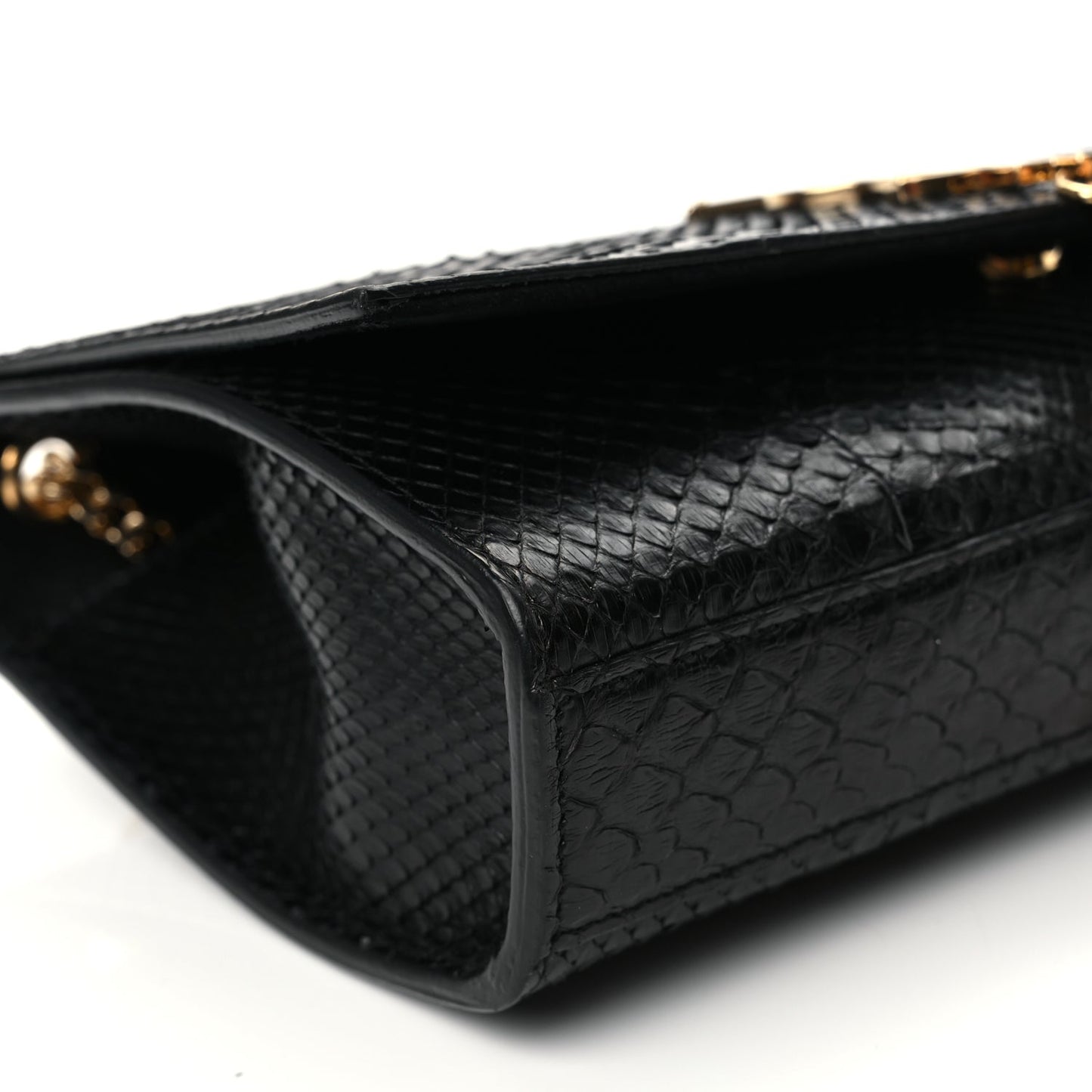 Saint Laurent Snakeskin Medium Classic Monogram Kate Tassel Satchel Black