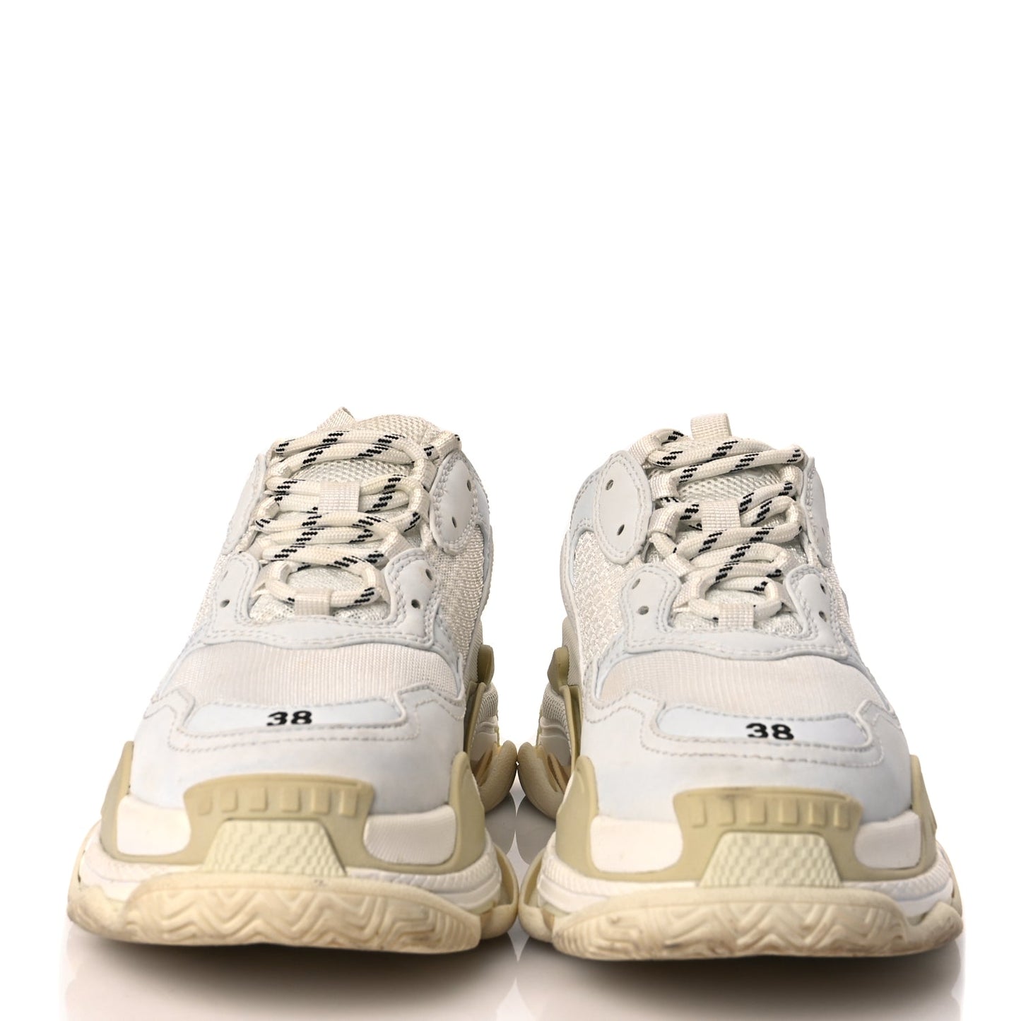 Balenciaga Fabric Mesh Womens Triple S Sneakers 38 White