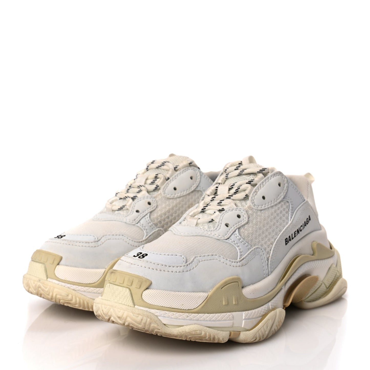 Balenciaga Fabric Mesh Womens Triple S Sneakers 38 White