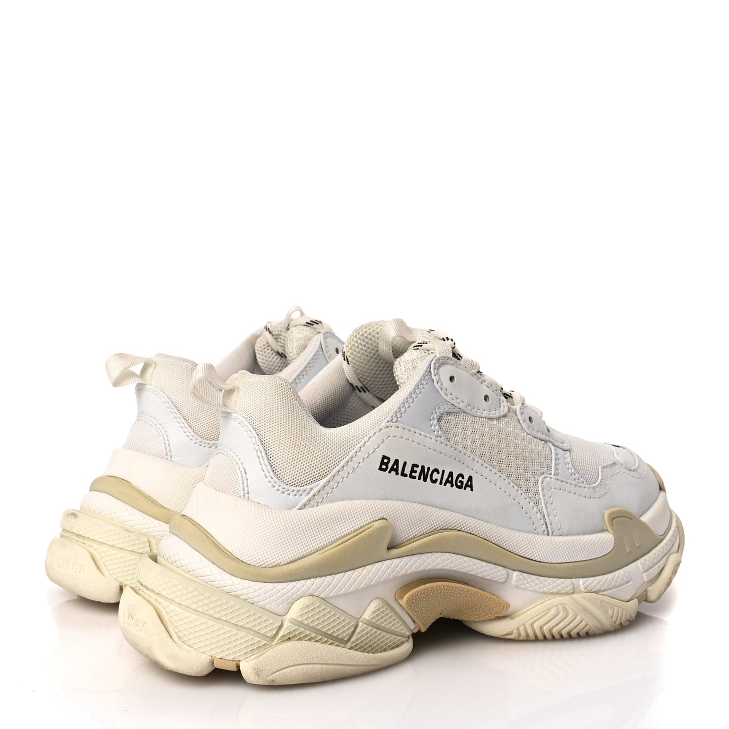 Balenciaga Fabric Mesh Womens Triple S Sneakers 38 White