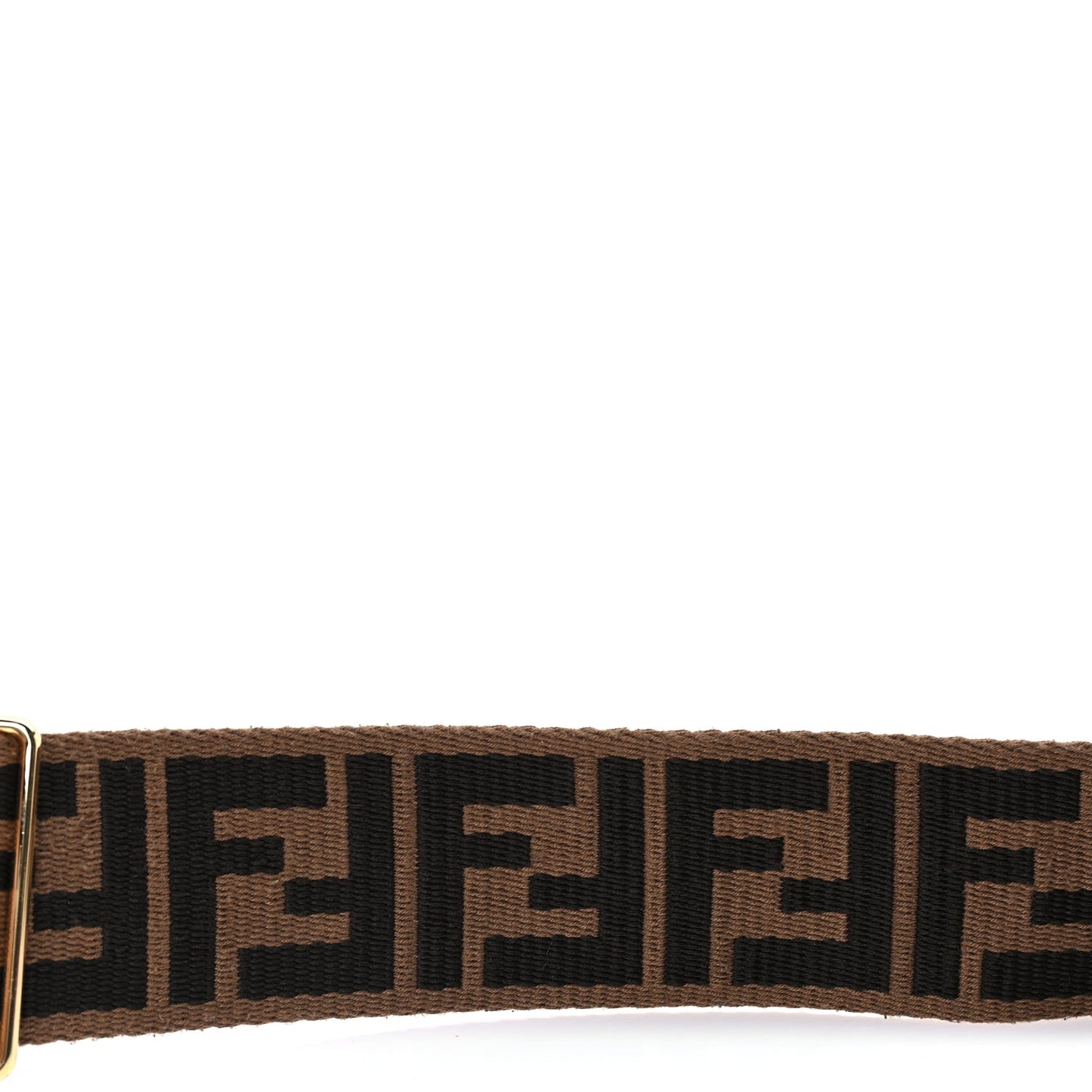 Fendi Ribbon Vitello Century FF 1974 Flat Studded Strap You Fango Marrone Ebano