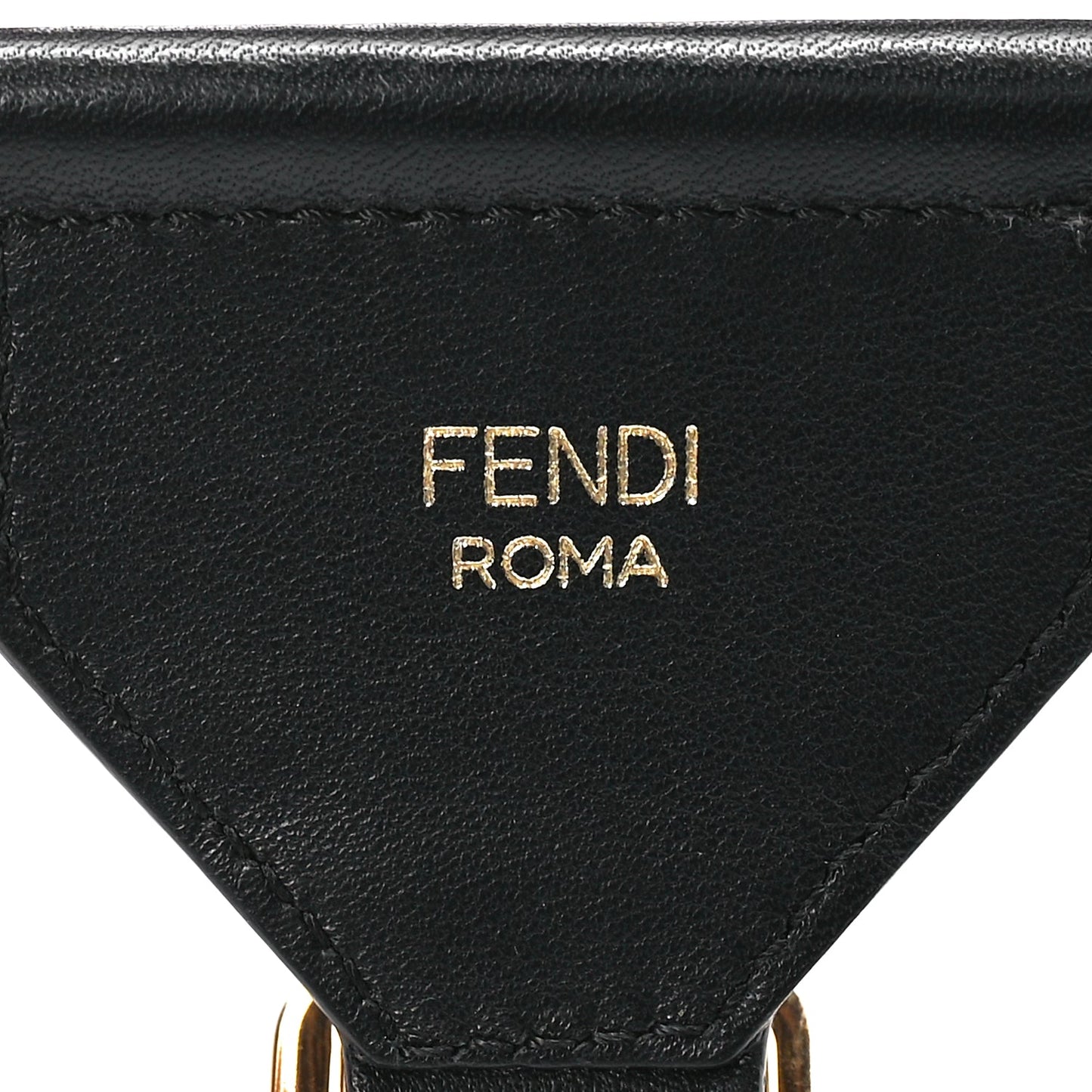 Fendi Ribbon Vitello Century FF 1974 Flat Studded Strap You Fango Marrone Ebano