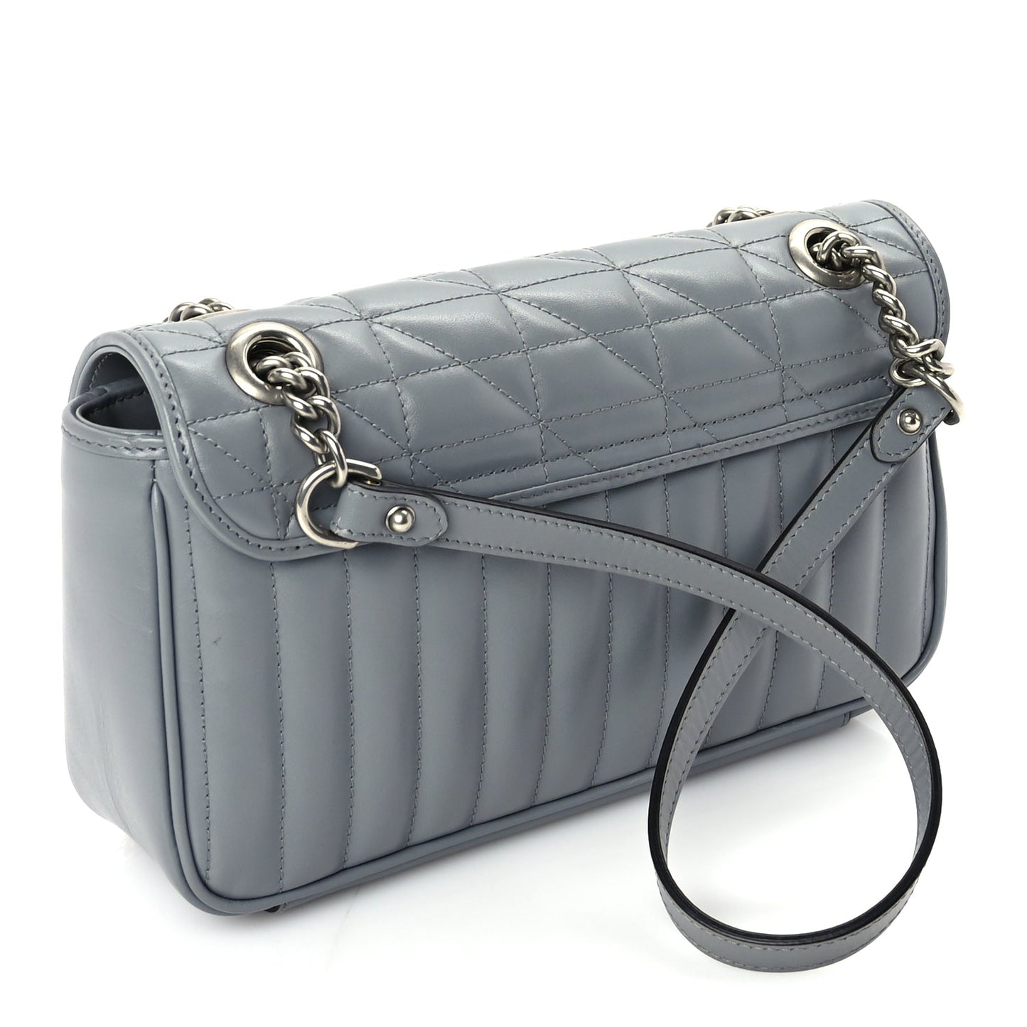 Gucci Calfskin Matelasse Aria Small GG Marmont Shoulder Bag  Deep Grey