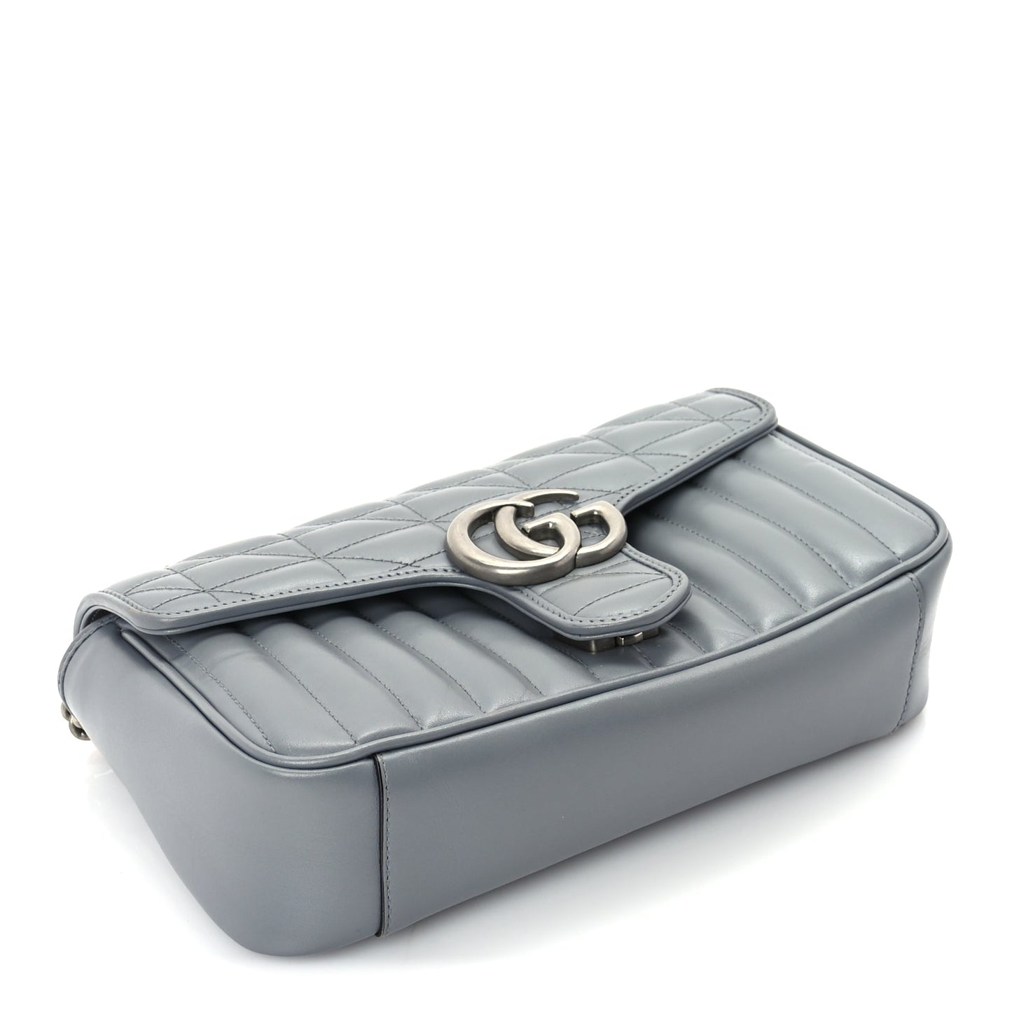 Gucci Calfskin Matelasse Aria Small GG Marmont Shoulder Bag  Deep Grey