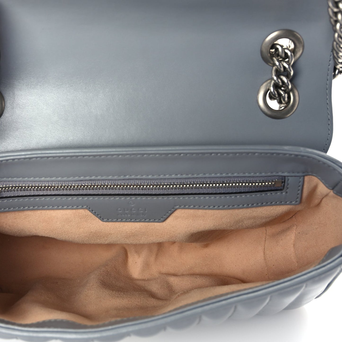 Gucci Calfskin Matelasse Aria Small GG Marmont Shoulder Bag  Deep Grey
