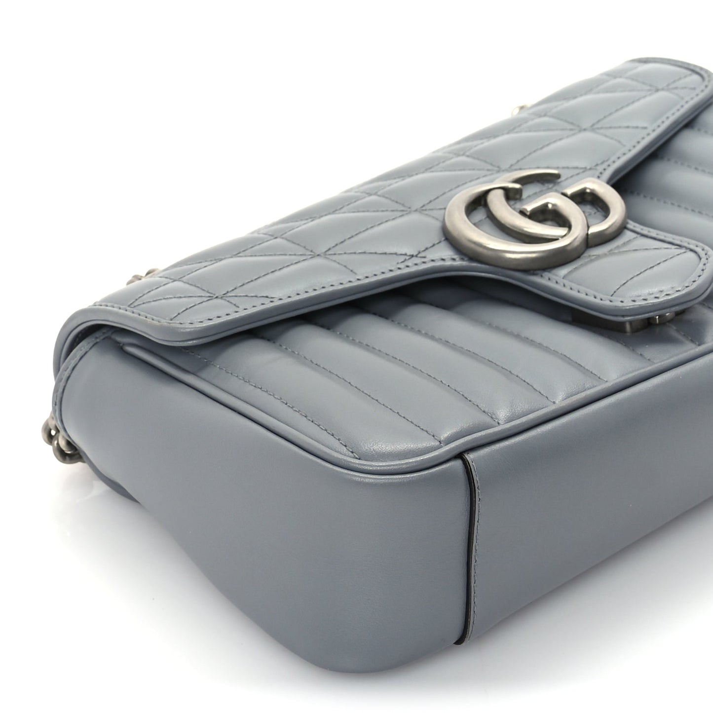 Gucci Calfskin Matelasse Aria Small GG Marmont Shoulder Bag  Deep Grey