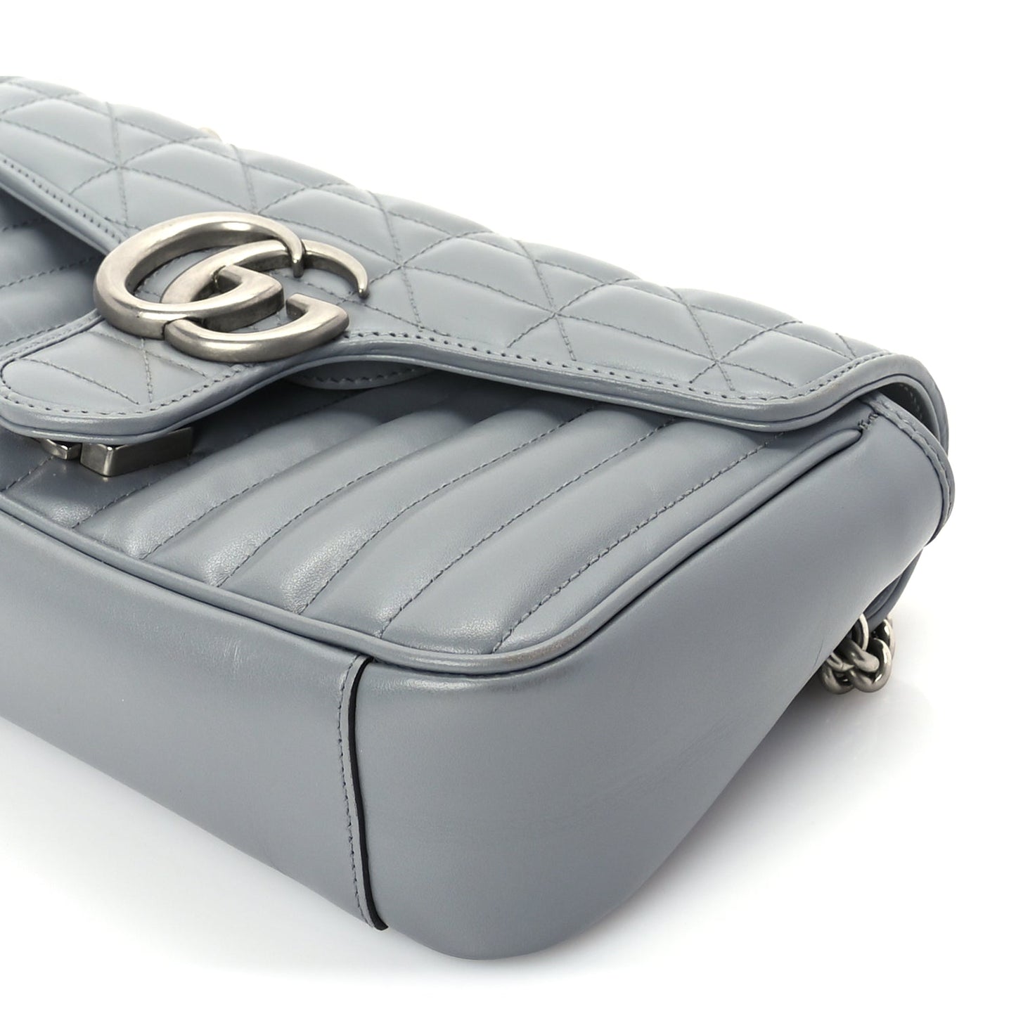Gucci Calfskin Matelasse Aria Small GG Marmont Shoulder Bag  Deep Grey
