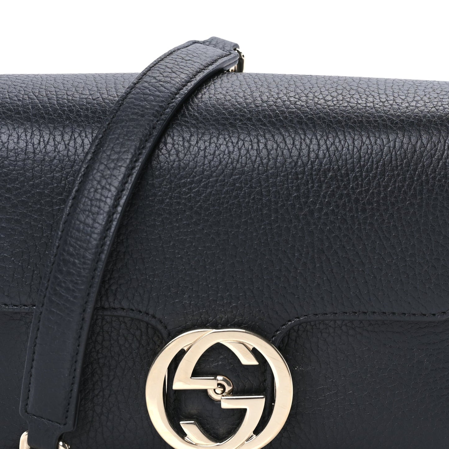 Gucci Dollar Calfskin Interlocking G Crossbody Bag Black