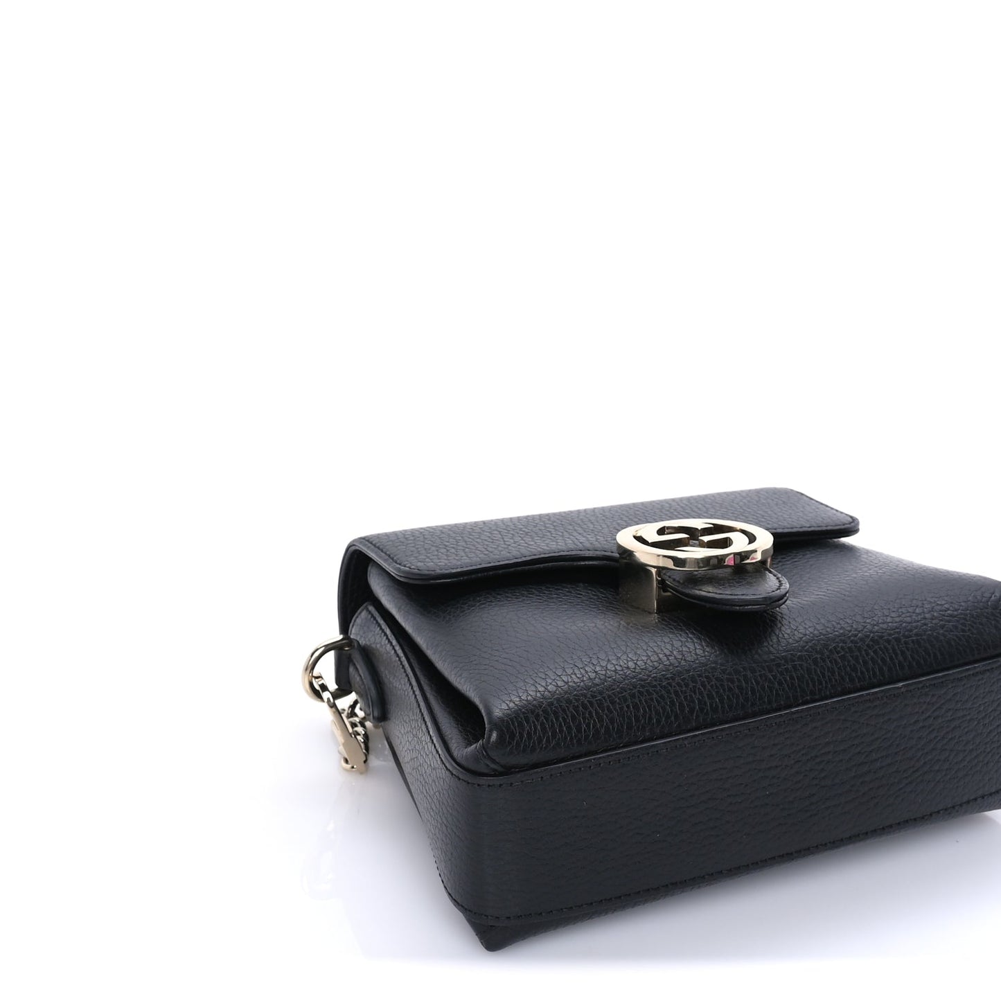 Gucci Dollar Calfskin Interlocking G Crossbody Bag Black