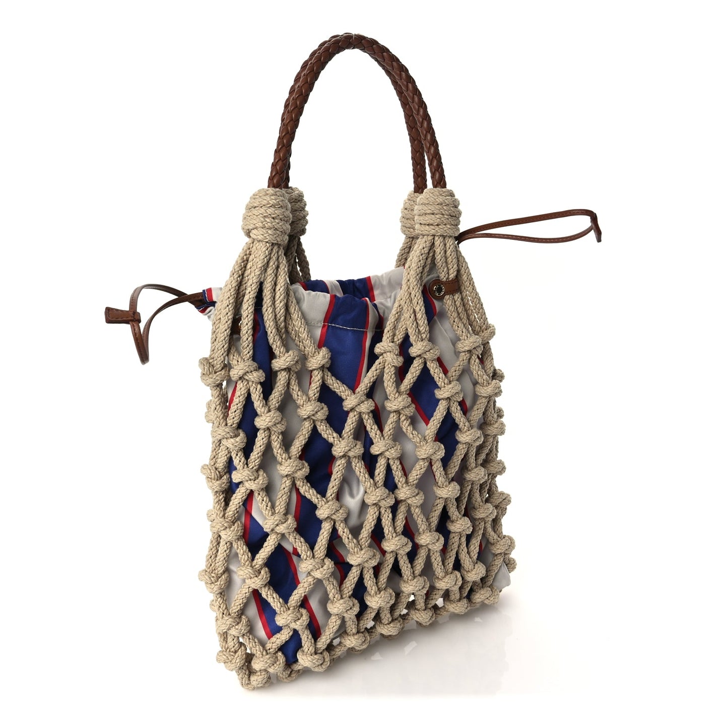 Prada Cotton Macrame Medium Noue Bag Corda Royal