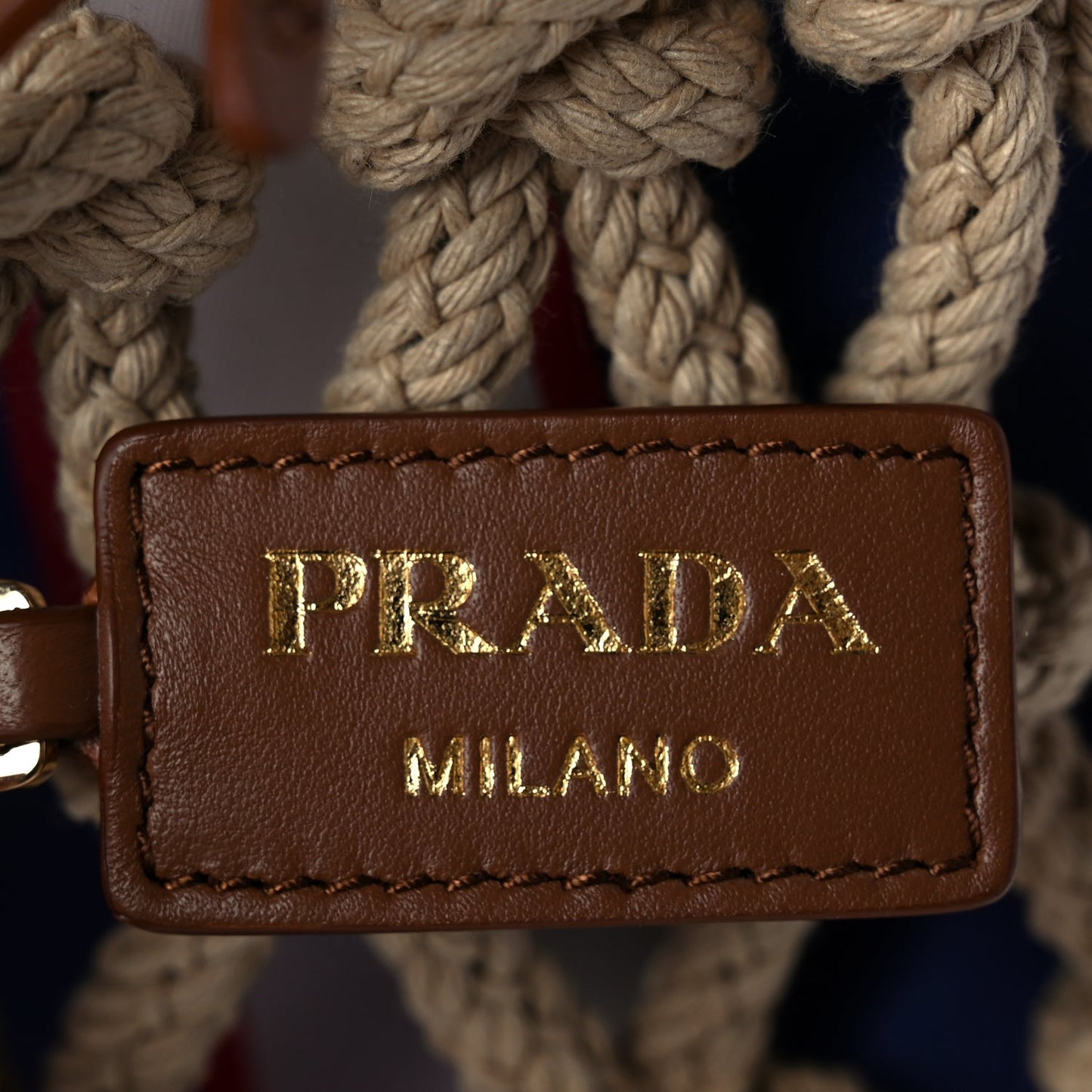 Prada Cotton Macrame Medium Noue Bag Corda Royal