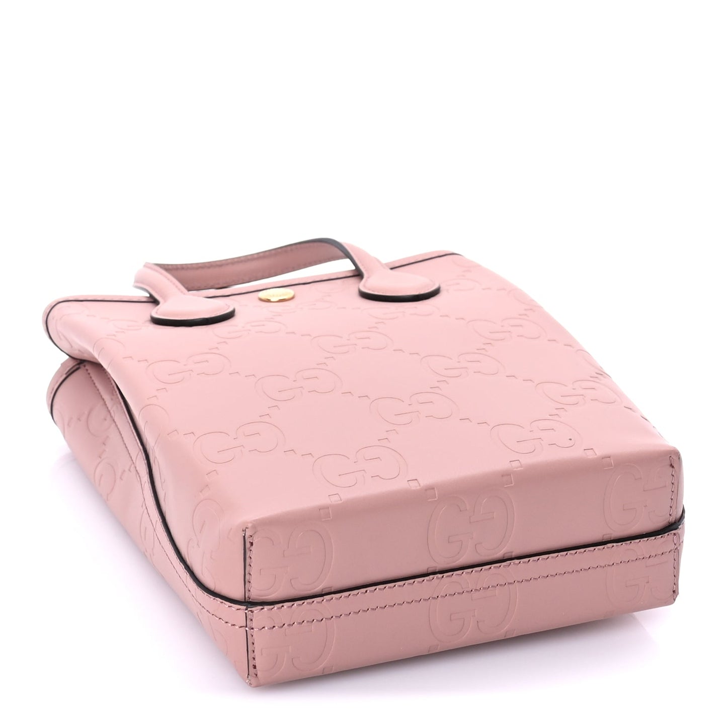 Gucci Gilbert Calfskin Jumbo GG Embossed Super Mini Tote Bag Porcelain Rose