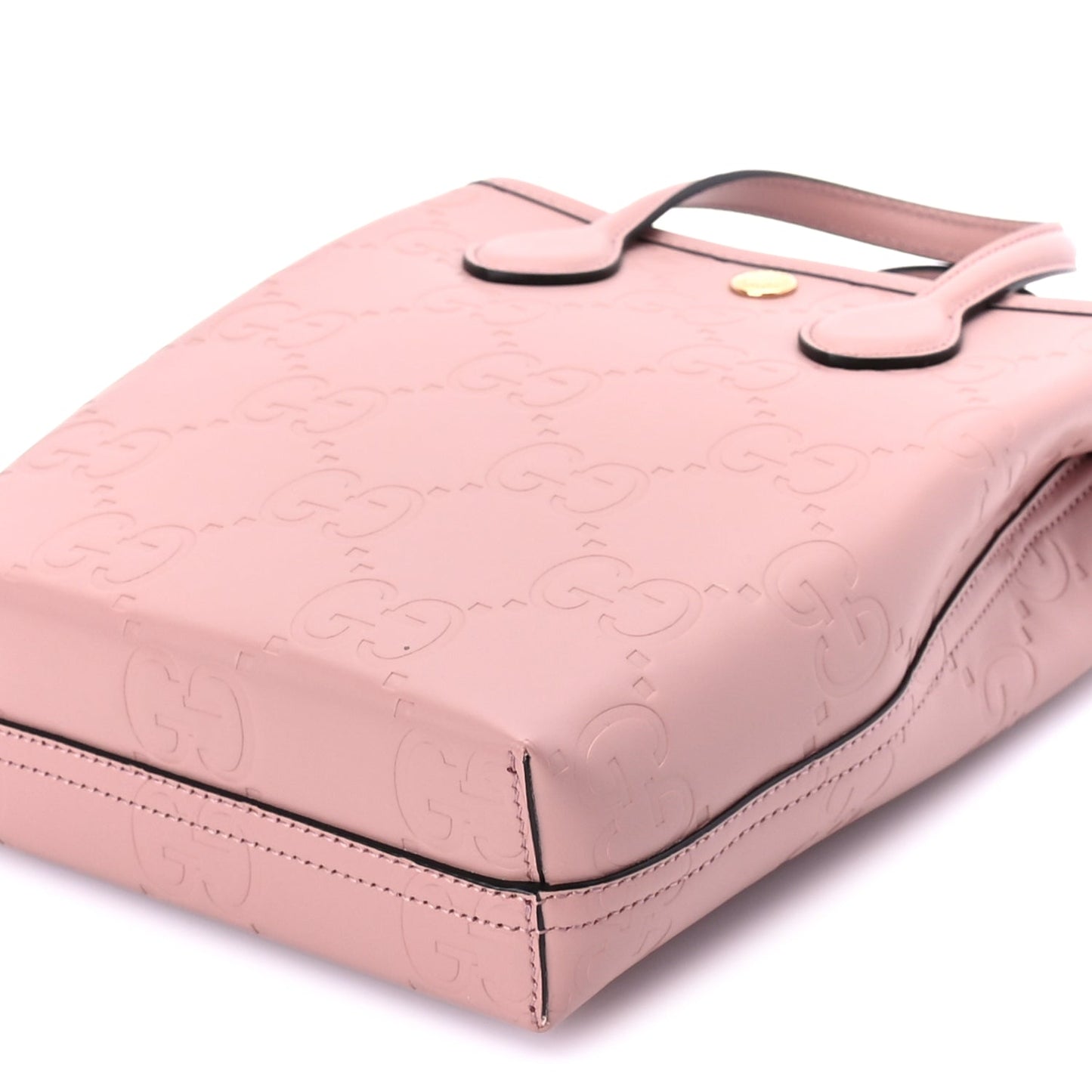 Gucci Gilbert Calfskin Jumbo GG Embossed Super Mini Tote Bag Porcelain Rose