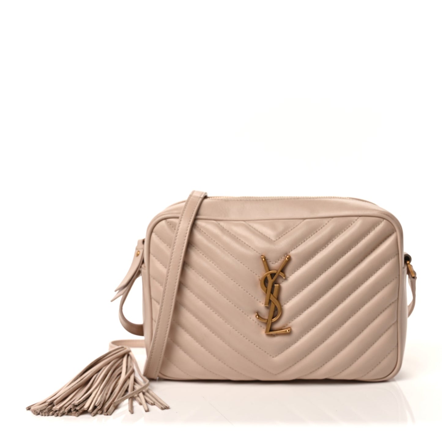 Saint Laurent Calfskin Matelasse Monogram Lou Camera Bag  Nude Powder